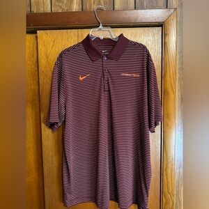 Maroon with White stripes Nike Dri-Fit Virginia Tech polo